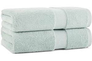 Aston & Arden Egyptian Bath Towels - (Pack of 2) Oversized Ultra Soft Thick & Absorbent, 100% Ringspun Egyptian Cotton Bathroom Towel for Spa, Hotel, 600 GSM, 30 x 54 in, Green