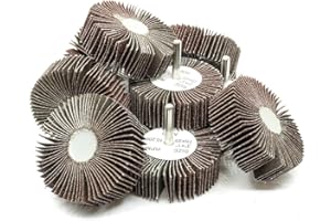 Benchmark Abrasives Aluminum Oxide 3 Inch Flap Wheel - 1” Length 1/4" Shank Mounted Sander for Deburring, Sanding, Grinding, Paint Removal - Polishing Wheel for Drill & Grinder (10 Pack) - 60 Grit