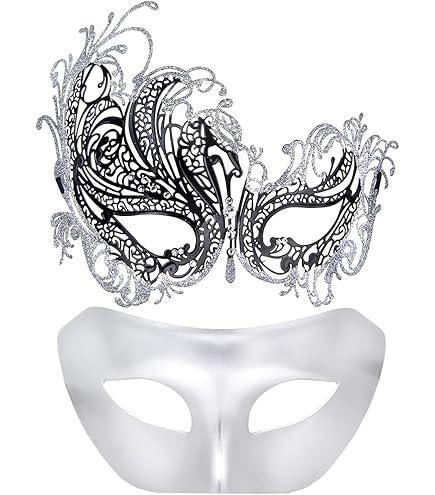 Ensemble De Masques Vénitiens En Dentelle Pour Couple De Mascarade Et D' Halloween, Spécialement Pour Costume, Mardi Gras
