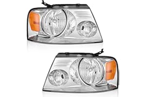 WEELMOTO Headlights for 2004-2008 Ford F150 Pickup / 06-08 Mark LT, Headlight Assembly Compatible with 04-08 F150 Headlamp Replacement Chrome Housing