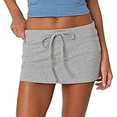 UAURORAO Women Drawstring Mini Sweat Skirt Low Rise Pencil Short Skirt Bodycon Workout Micro Skort Sporty Streetwear
