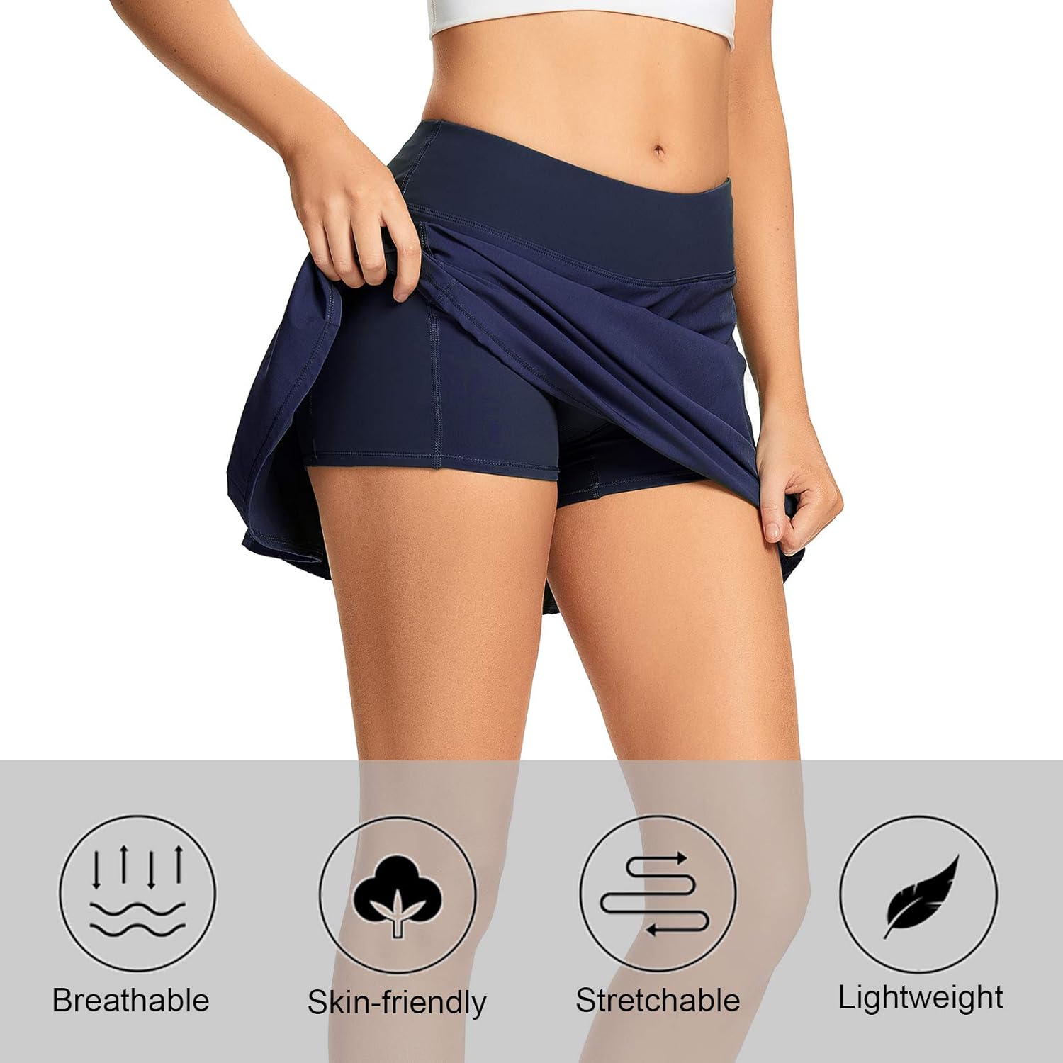 Tennis Skirts for Women Pleated Golf Skort with Pockets Workout Athletic Skirt with Shorts: Clothing