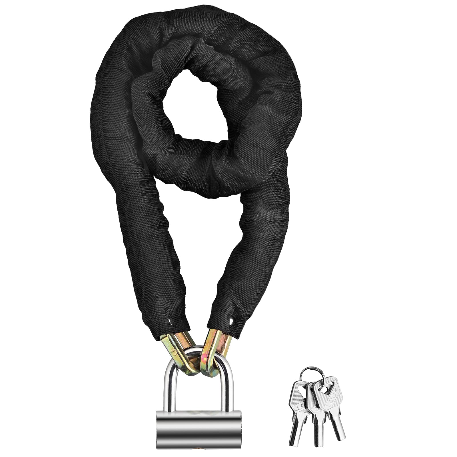 EYPINS 120cm/4ft Heavy Duty Motorcycle Chain Lock - 10mm Cut Proof Steel Chain with 15mm U-Lock, Anti-Rust, High-Security, Ideal for Motorbike, Bike, Gate, Generator, Cycle Protection