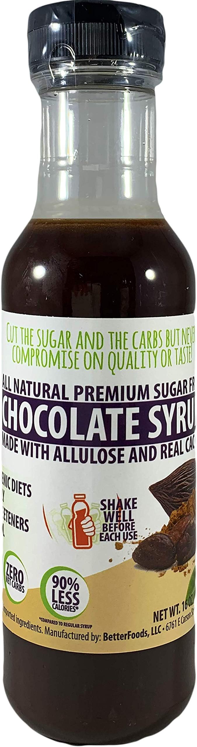 Sugar Free Chocolate Syrup Made with Allulose (All Natural Non-GMO Low Calorie Zero Net Carb Keto Diabetic Friendly No Sugar Alcohol Soy Free Gluten Free Dessert Breakfast Pancake Syrup)