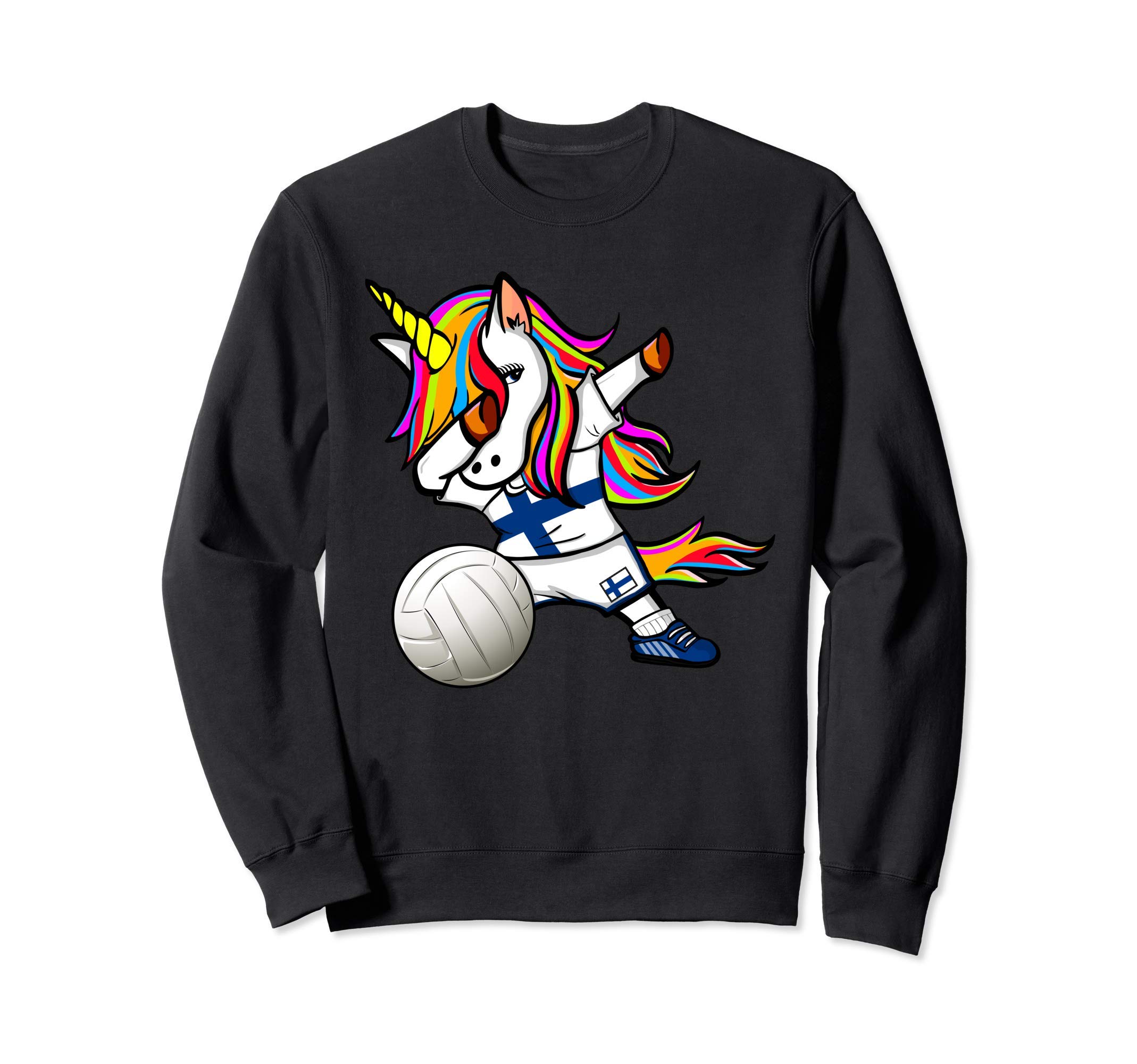 Dabbing Unicorn Finland Volleyball Fans Jersey Finnish Flag Sweatshirt