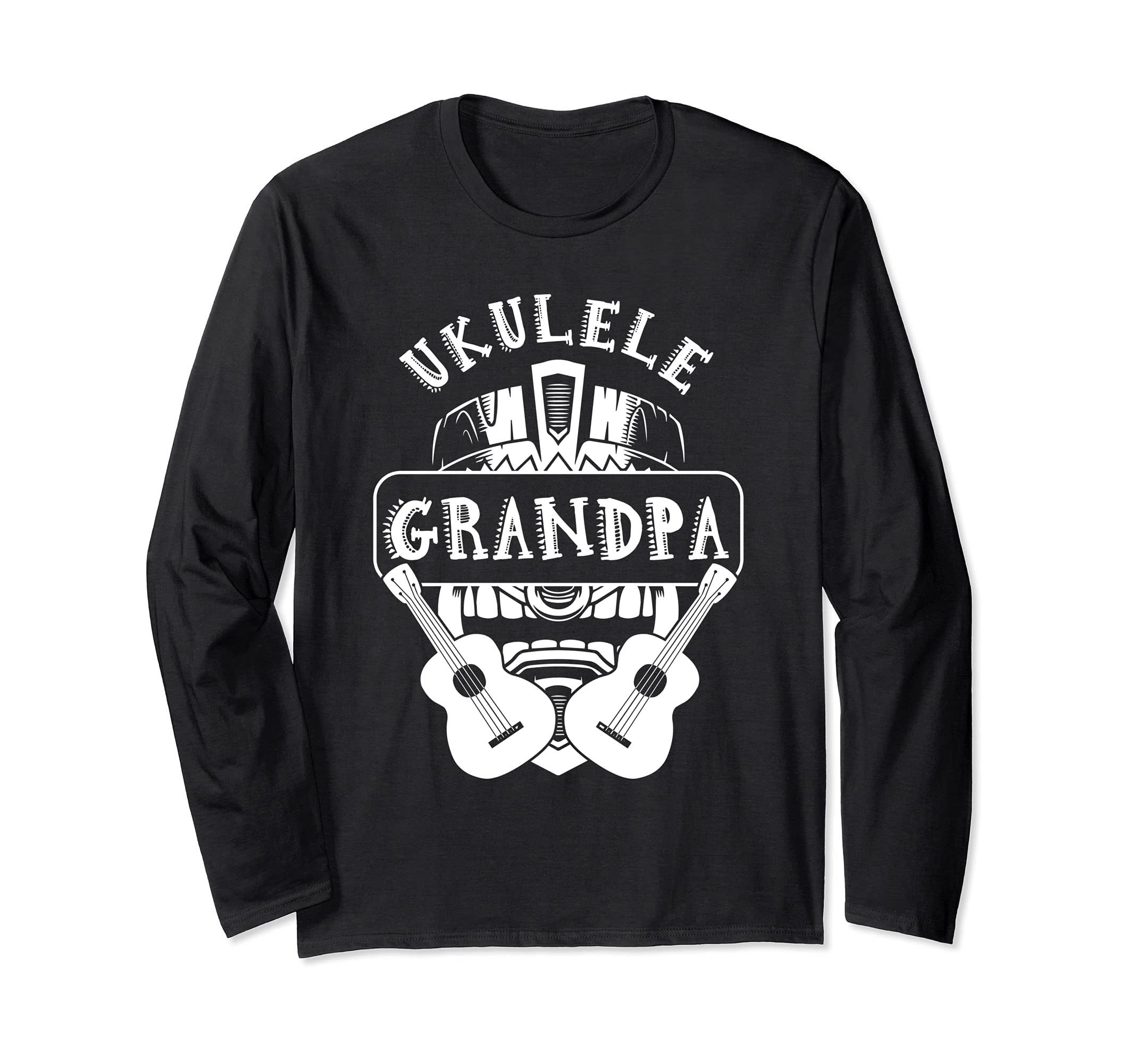 Ukulele Grandpa Guitar Acoustic Aloha Uke Musician Hawaiian Long Sleeve T-Shirt