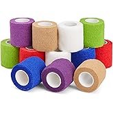 Juvale Stretch Vet Wrap - Self-Adherent Pet First Aid Tape - Secure Ankle Wrap & Wrist Support - Athletic Tape for Sports Use - Pack of 12, 2 in x 6 yd, 6 Colors