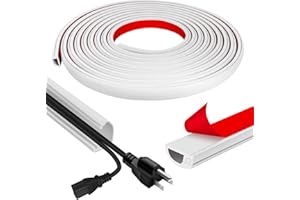 JAHOMFAI Cord Wall Cover, 236in Self-Adhesive Wire Covers for Cords on Wall, Extension Cable Hider for Floor, Mounted Tv, Home and Office Cavity 0.63" Wx0.31 H (White)