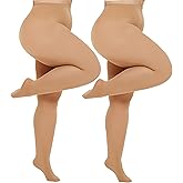 HeyUU Plus Size Tights for Women Semi Opaque Queen Size Nylon Pantyhose 1X 2X 3X 4X