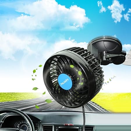 Alisa Auto-Ventilator, leistungsfähiges drehbares Auto-Auto-Kühlungsluft-Ventilator 12V mit Zigaretten-Feuerzeug, lärmarm