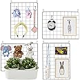 VEVOR Grid Wall Panels, 4 Packs Wire Wall Grid for Photo Pictures Display, Wall Storage Organizer Metal Grid Wall Panel for Home Office Decor with Clips and Hooks, 11.8x15.7 inch