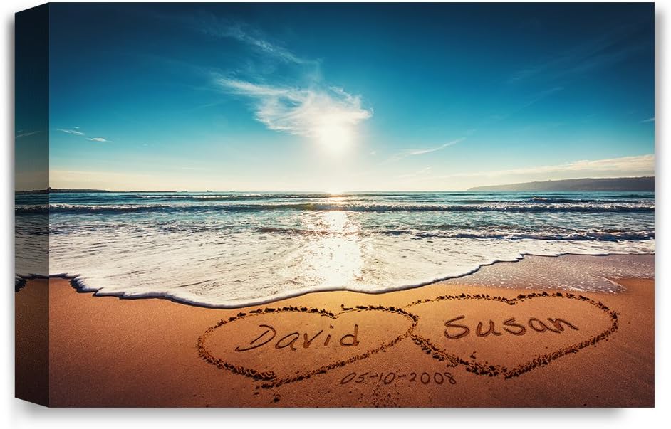 IPIC - "Heart in Heart, Personalized Artwork with Names and Date on, Perfect Love Gift for Anniversary,Wedding,Birthday and Holidays. 12#P (24x16)