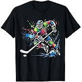Colorful Ice Hockey Fan Player Tie Dye Color Splash Sports T-Shirt