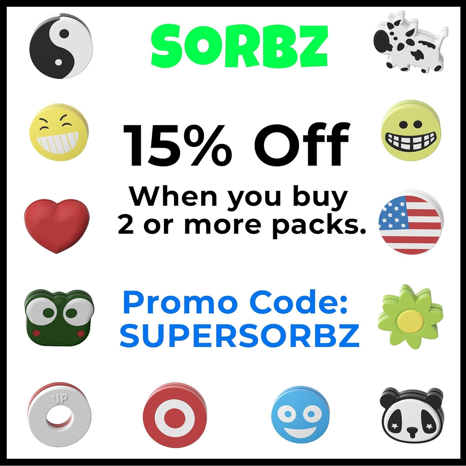 Sorbz Tennis Dampeners - Super 12 Pack - Have Fun and Personalize Your Racket with Shock Absorbers - Perfect Tennis Gift (Winners) : Sports & Outdoors