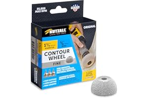 Kutzall Contour Wheel, 1-3⁄4" (44.5mm) Dia. X 3⁄8" (9.5mm) Bore, Medium - Woodworking Die Grinder Attachment for Bosch, Milwaukee, DeWalt. Abrasive Tungsten Carbide Coating CW134O230
