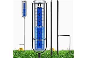 Ricihene Rain Gauge, 7" Freeze Proof rain Gauge Outdoor Best Rated, Rain gauges for Yard with Stake,Large Clear Numbers and Adjustable Height -Decorative rain Measure Gauge for Garden, Deck, Lawn