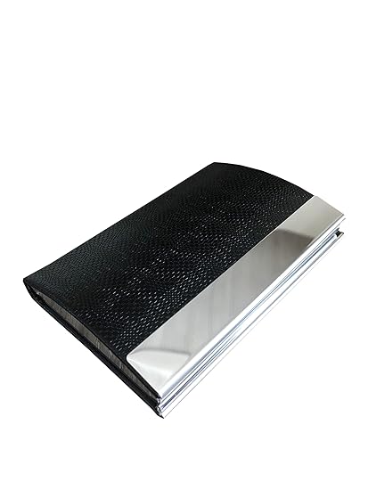 Breston Visitenkarten Etuis Abgerundete Kanten: Schmal & Äußerst Hochwertig I Visitenkartenhalter aus Edelstahl und PU Leder 