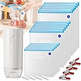 Sous Vide Bags Reusable 30 Pcs, Reusable Vacuum Seal Bags for Food with Upgraded Auto Pump for Anova, Joule Cookers, BPA Free Sous Vide Kit