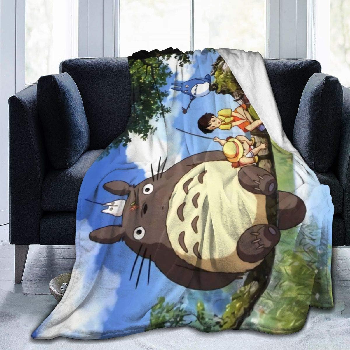 Hidreama My Neighbor Totoro Fleece Throw Blanket Soft and Warm Flannel Blanket for Couch Sofa，Bed 50"x40"