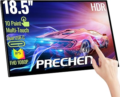 Prechen 18.5 Inch Portable Touchscreen Monitor 1080p HDR USB-C HDMI