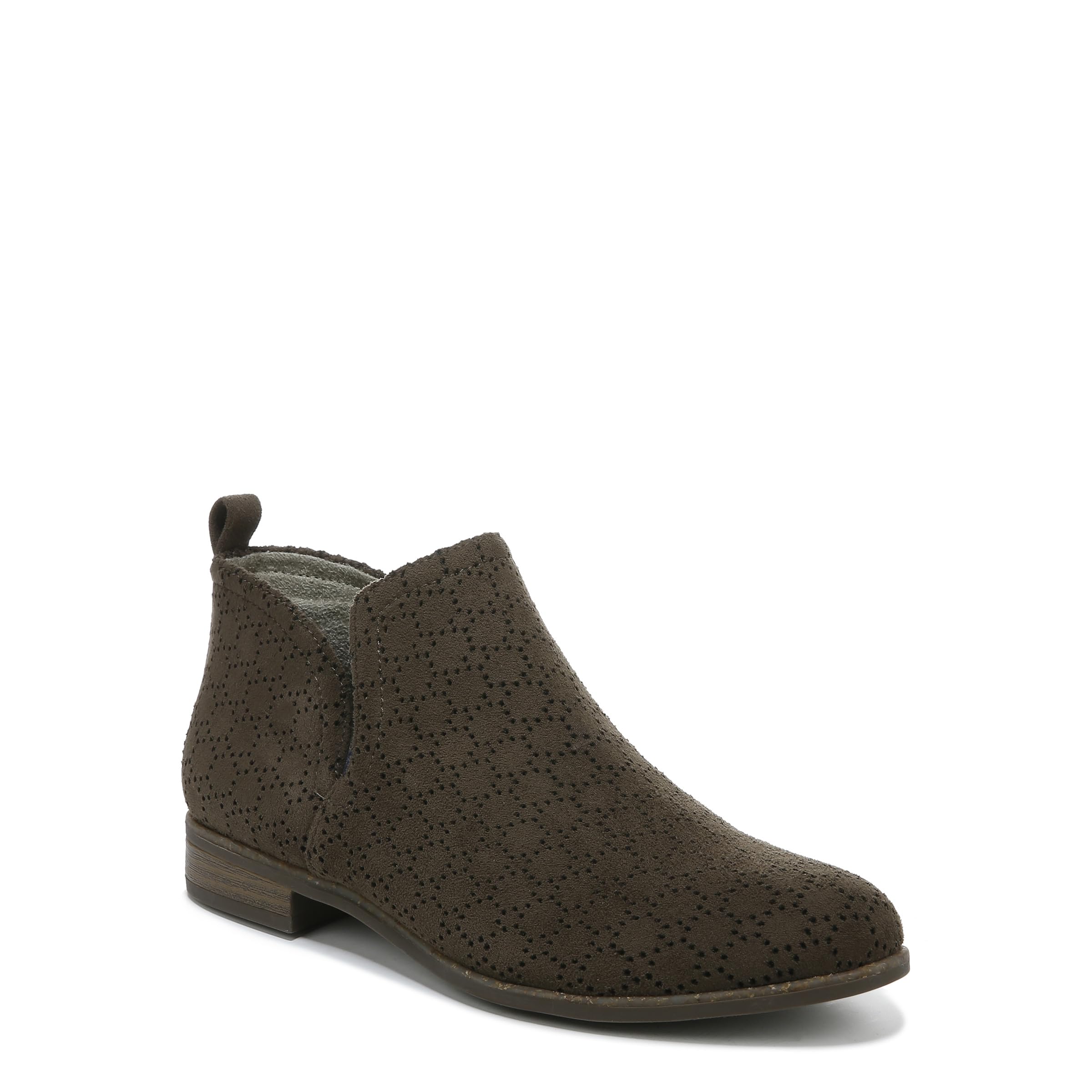 Dr. Scholl’s Shoes Women’s Rate Ankle Boot, Olive Perforated Microfiber Suede, 7 W US