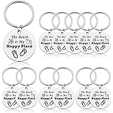12 Pcs Beach Themed Gifts for Women Beach Lover Keychain Beach Jewelry Beach Keychain for Women Girls Teens Ocean Theme Gift Jewelry Beach Keychain for Beach Lover Birthday Christmas Graduation Gift