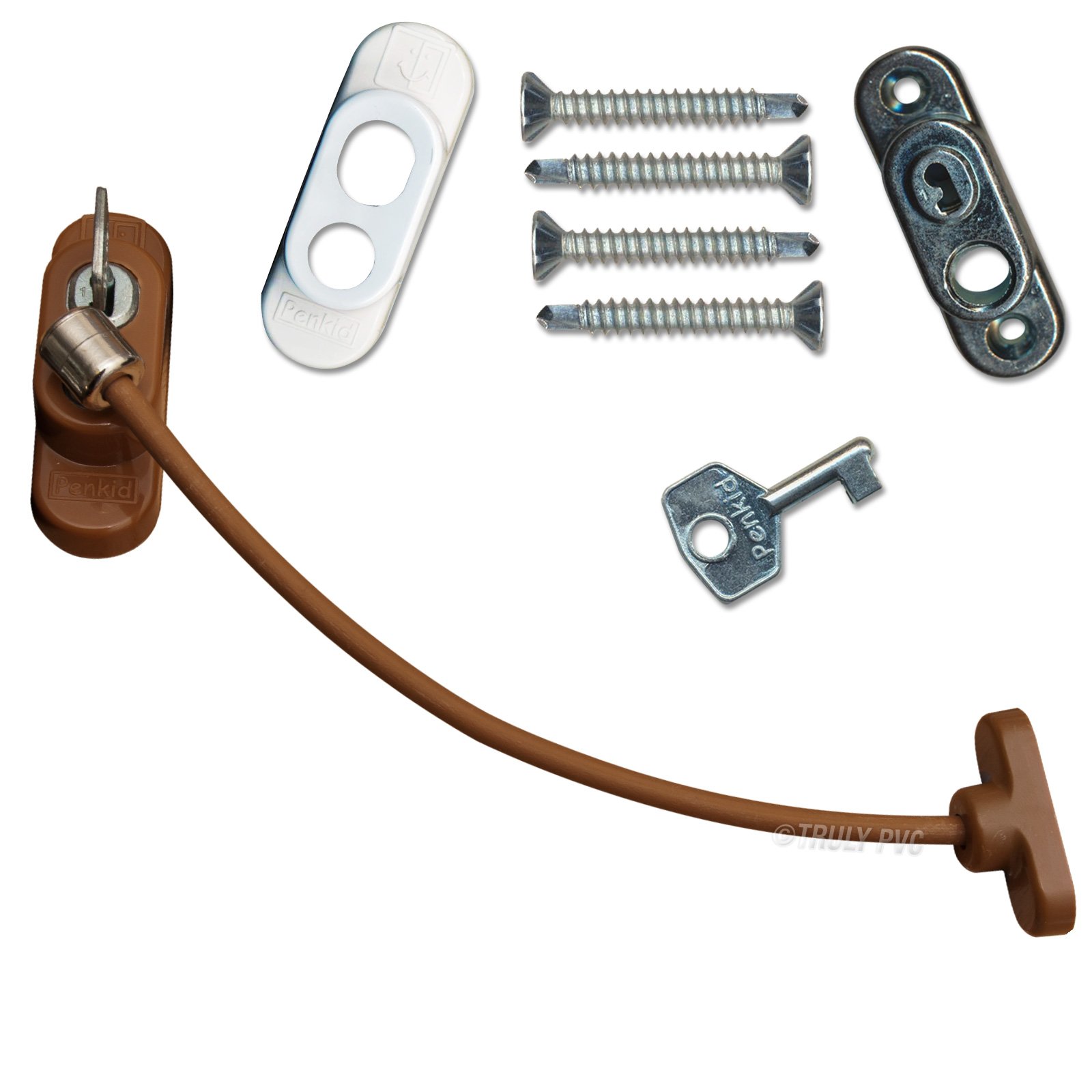 Penkid Safety Window Restrictor (Single, Light Brown)