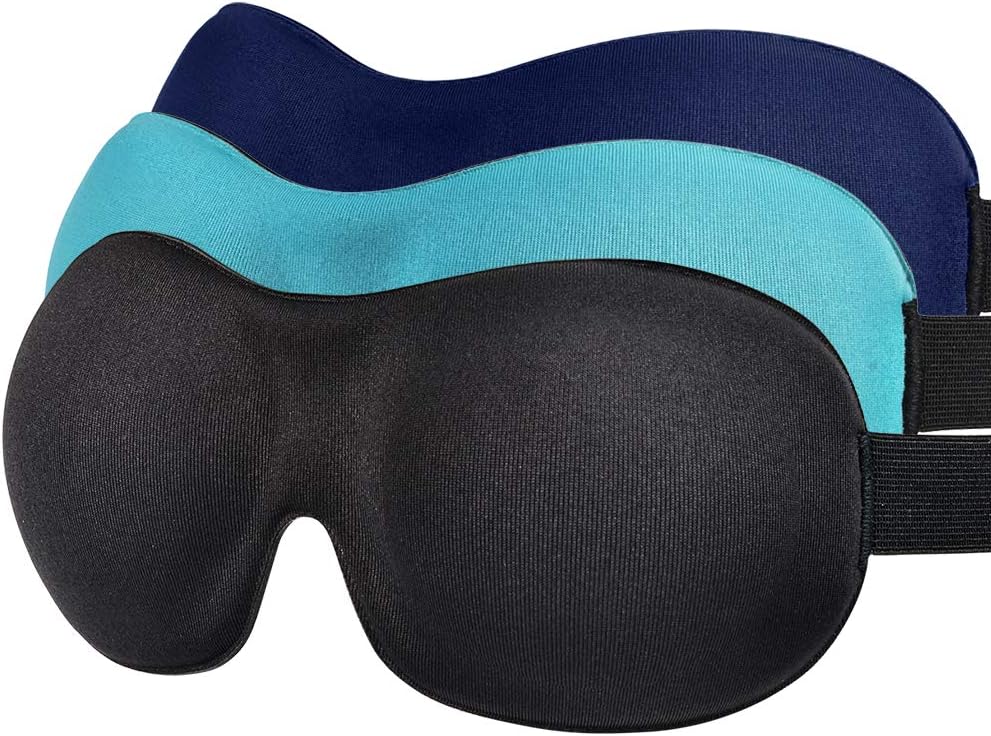 Sleep Mask Sleepfun Invisible Alar Deep Orbit 3D Eye Mask Ultra Lightweight & Comfortable Sleeping Mask for Travel, Nap, Shift Works, Black & Blue: Health & Personal Care