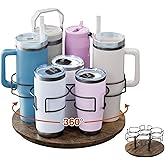 Kssiaz Water Bottle Organizer for Stanley 20/30/40oz, Rotating Cup Holder, Bottle Storage for Simple Modern Owala Yeti, Tumbler Lazy Susan, Vintage Brown
