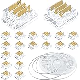 RGBZONE 3Pin 8mm Disposable LED Connector Kit 20Pcs 8mm 3Pin LED Strip to Wire Connector and 32.8FT/10M Extension Wire for 8mm Wide IP20 SMD LED Light Strip WS2811 WS2812B