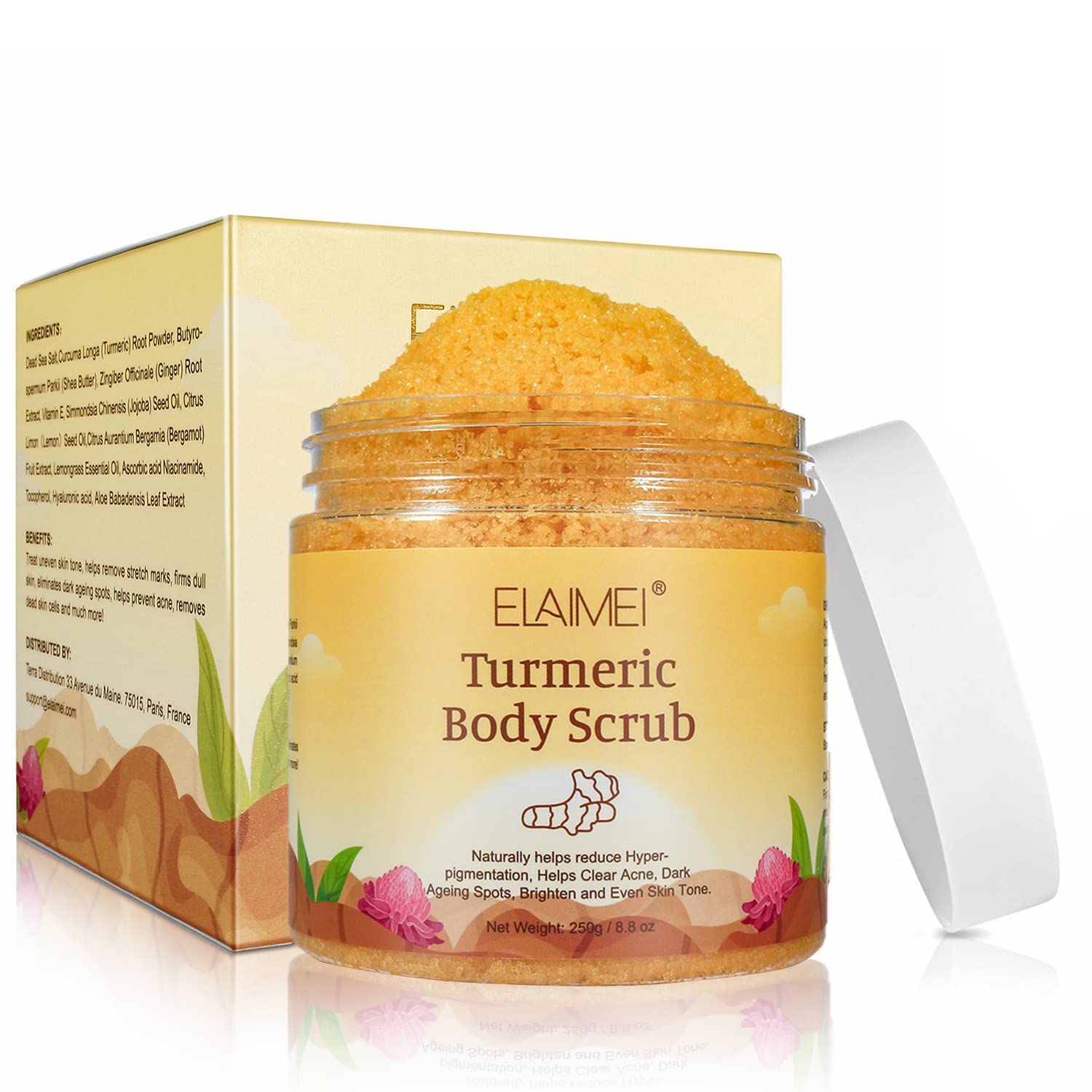 Body Scrub Salt Body Scrub, Natural Exfoliation for Face and Body, Effectively Remove Dead Skin, Nourish the Skin, Against Cellulite Shower Exfoliating Women Men, 250 ml