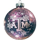 NCAA Large Ball Ornament, Clear Glass with Glitter Inside (Texas A&M Aggies)