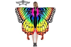 TONAK Butterfly Cape Costume Adult, Halloween Butterfly Wings Costume Women Colorful Festival Butterfl Wings Shawl Cape