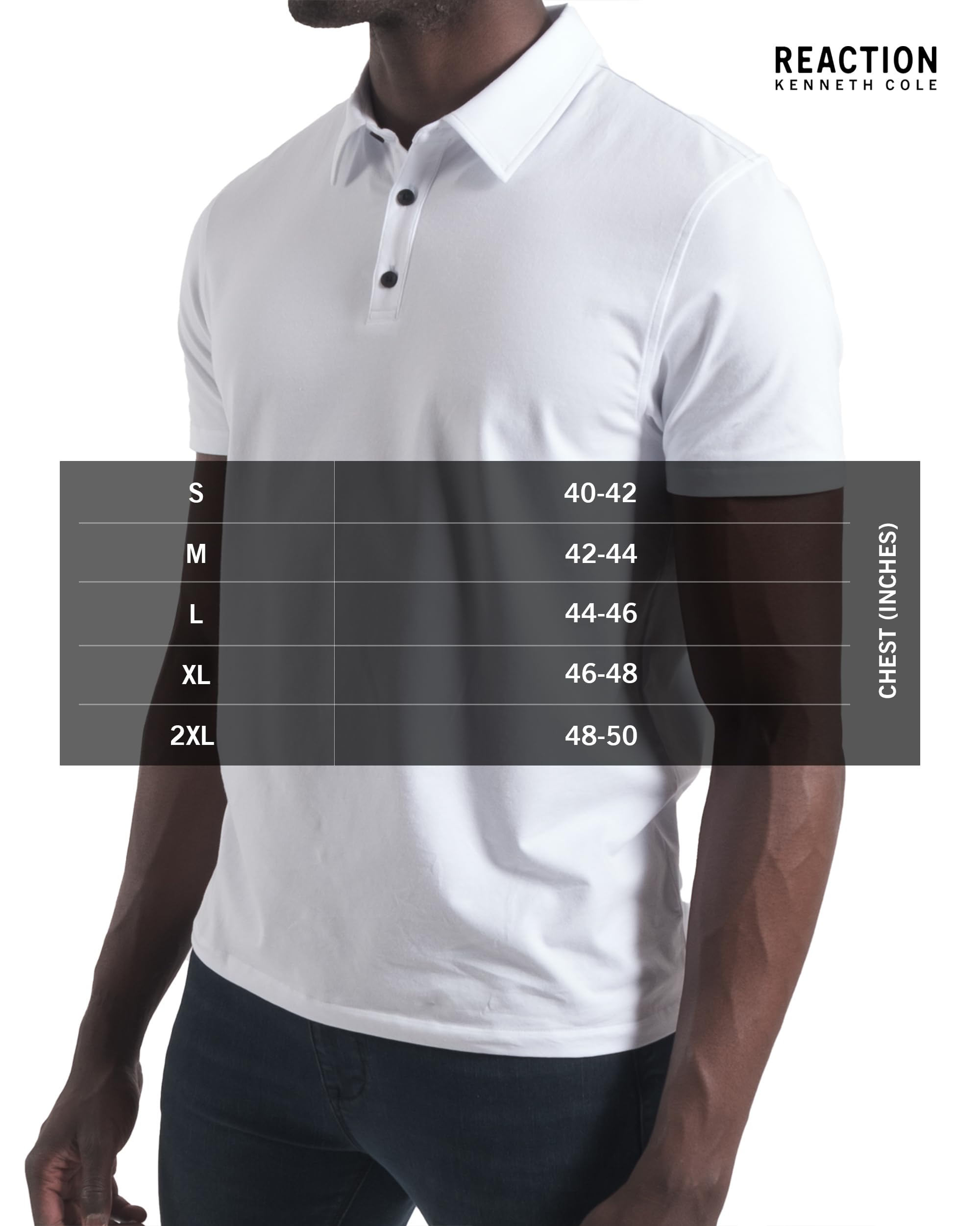 Kenneth Cole REACTION Polo Shirts for Men 3 Pack, UPF 50+ Men's Polo Shirts Short Sleeve (Black/White/Heather Grey, XX-Large)