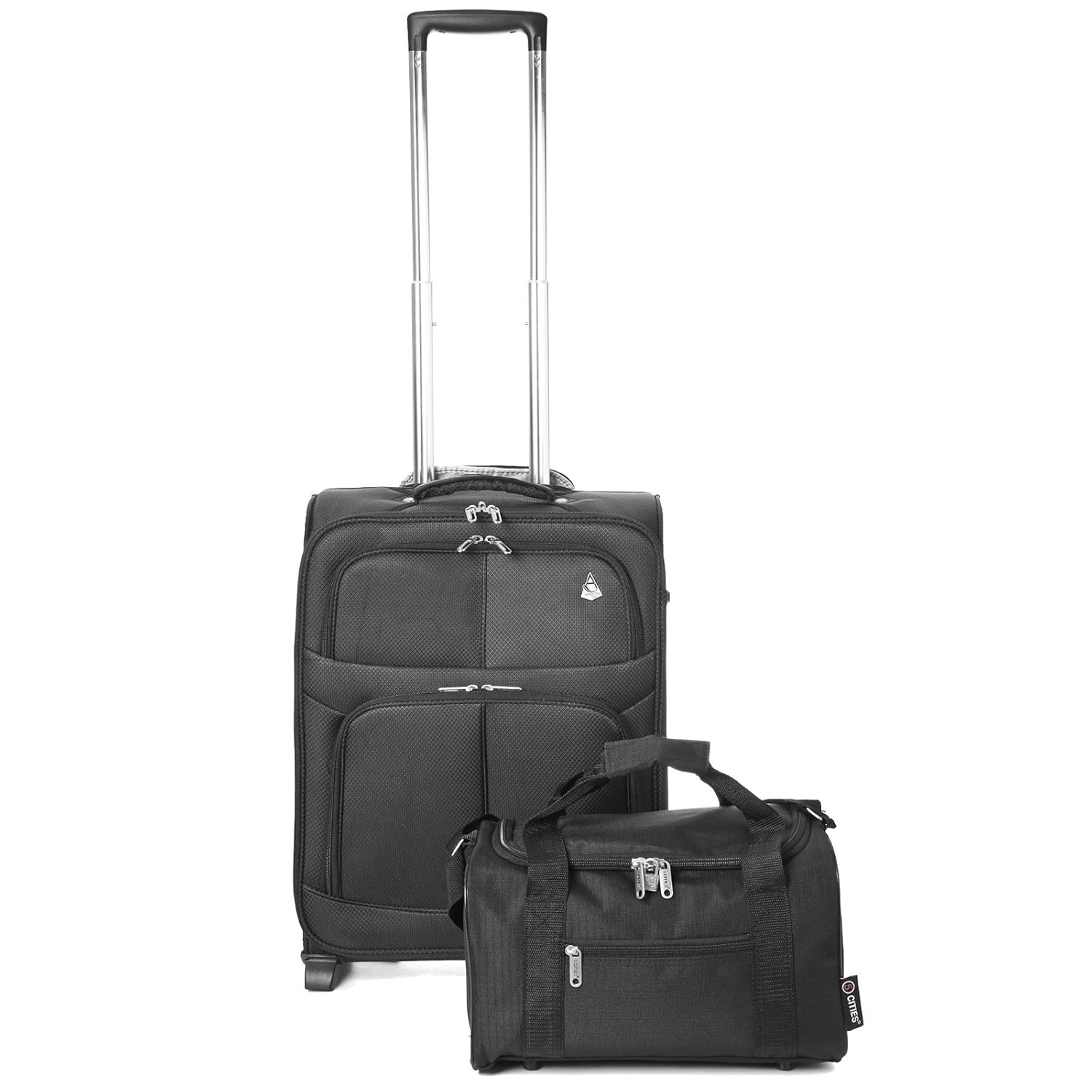 Aerolite Lightweight 2 Wheel Max Cabin Ryanair Second Bag Hand Luggage, 55 cm, 42 Litre, Black