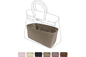 DGAZ Purse Organizer Silky Smooth,Silk,Luxury Handbag Tote in Bag Shapers, Women- Fits Birkin25/30/35/40 Bags (Etoupe grey, BK30)