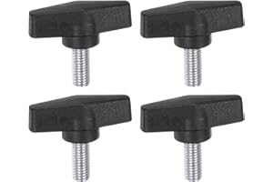 HARFINGTON 4pcs Tee Wing Knobs M10 x 20mm Metric Male Threaded Stud 55mm T Head Plastic Knob Handles Thumb Screws Hand Clamping Tightening Knob Grip Thumbscrew, Black