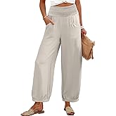 Caracilia Women Wide Leg Palazzo Pants 2026 Summer Casual High Waist Flowy Loose Boho Beach Vacation Lantern Pants