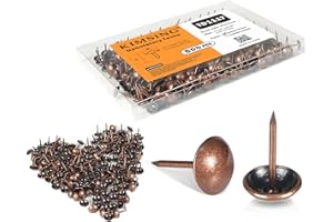 KAMSIN KIMSING TD1117 Antique Copper Deco Nails, 500PCS Smooth Round Head Tacks, 7/16" (11mm) Head Dia Decorative Push Pins, Upholstery Finish Tacks for Furniture (Antique Copper,500PCS/BOX)