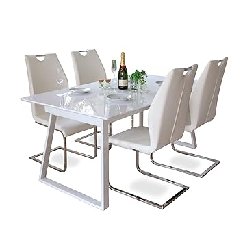 Amazon 設置代無料 伸長式 ダイニングセット 5点 ホワイト 白 4 Amazon 設置代無料 伸長式 ダイニングセット 5点 ホワイト 白 4
