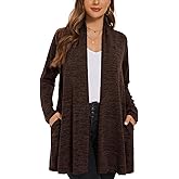 LARACE Open Front Cardigan for Women with Pockets Knit Sweater Plus Size Long Sleeve Tops Fall Clothes Loose Outwear