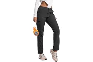 AREOUTS Women's Snow Ski Pants Fleece Lined Waterproof Softshell Insulated Winter Outdoor Hiking Cargo Pants