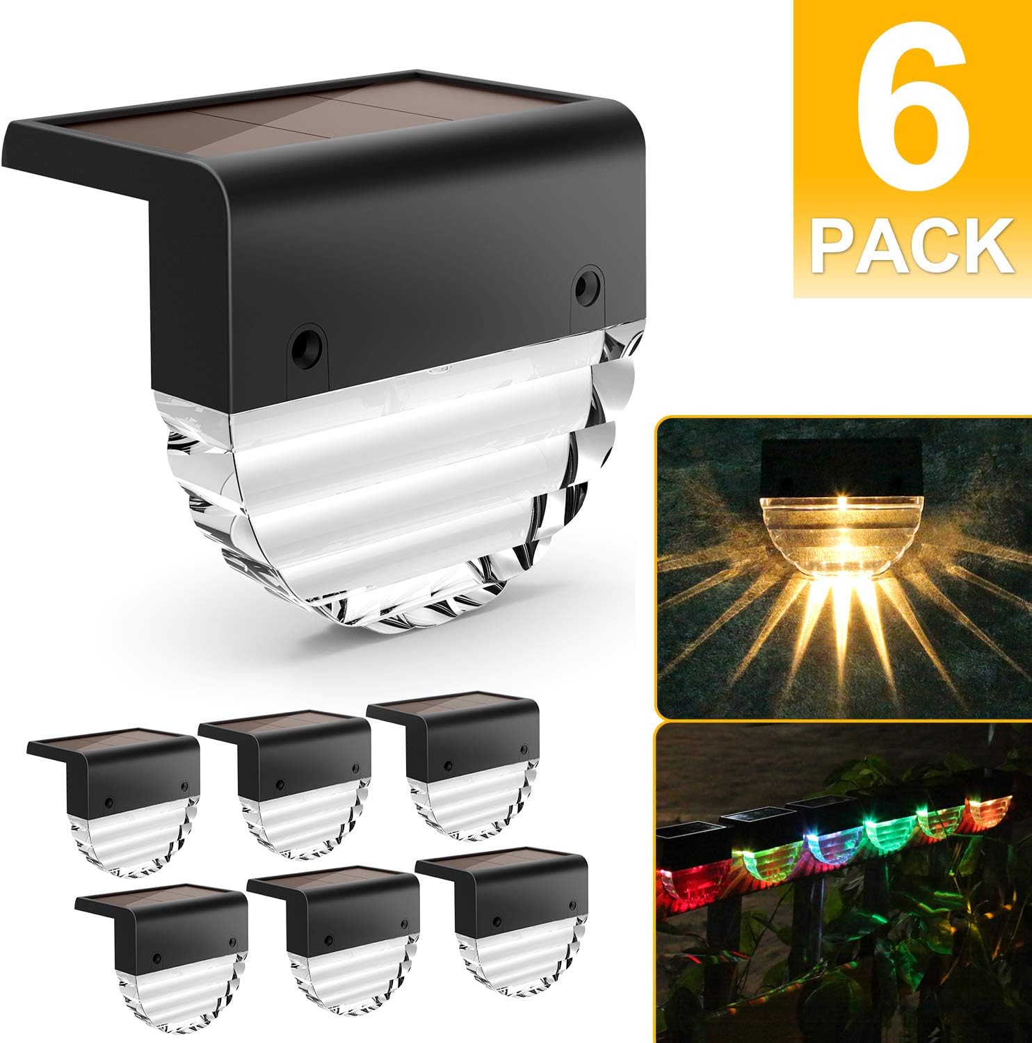 Solar Deck Lights, Solar Step Lights Outdoor Waterproof LED Solar Fence