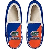FOCO NCAA Unisex-Adult Officially Licensed Color Block Primary Logo Sherpa Lined Moccasin Slippers