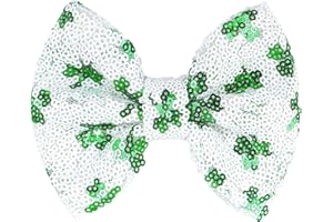 Lanmerry St.Patrick's Day 5 Inch Sequins Bow Hair Clips Clover Glitter Bow Green HairPins Alligator Barrettes Large Hair Bows Costume Hair Accessories for Girls Children Kids
