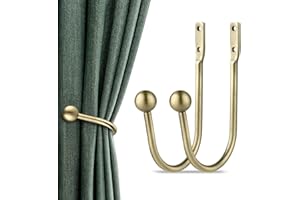 GOBUTEND Curtain Holdbacks, 2pcs Curtains Holder Wall Mounted Drapery Tiebacks Retro Window Hook for Home Decor, Antique Brass