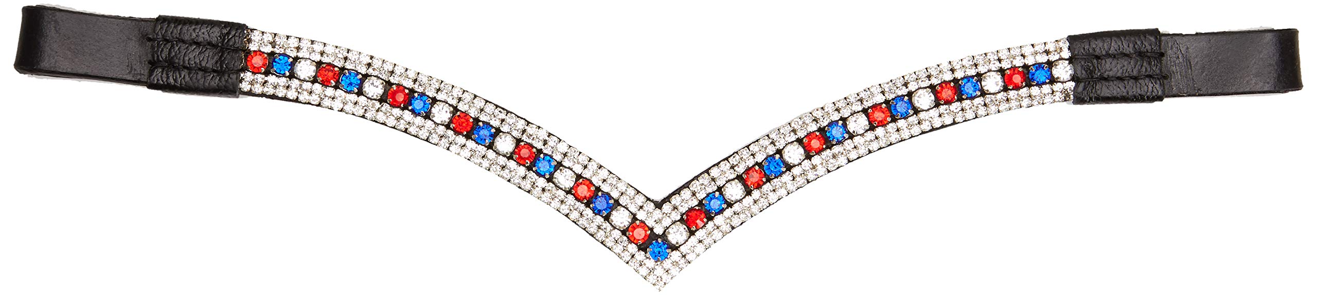 Cwell Equine Bling V Shape 5 Rows Diamante Team GB/Clear Crystal Browband Dressage Black (PONY 14 INCHES)