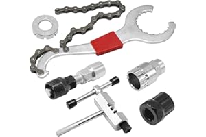 AXGSRV 6 Pcs Bicycle Repair Tool Set, 3-in-1 Multitool with Chain Whip and Lock-Ring Remover, Cassette Removal Tool for Mount