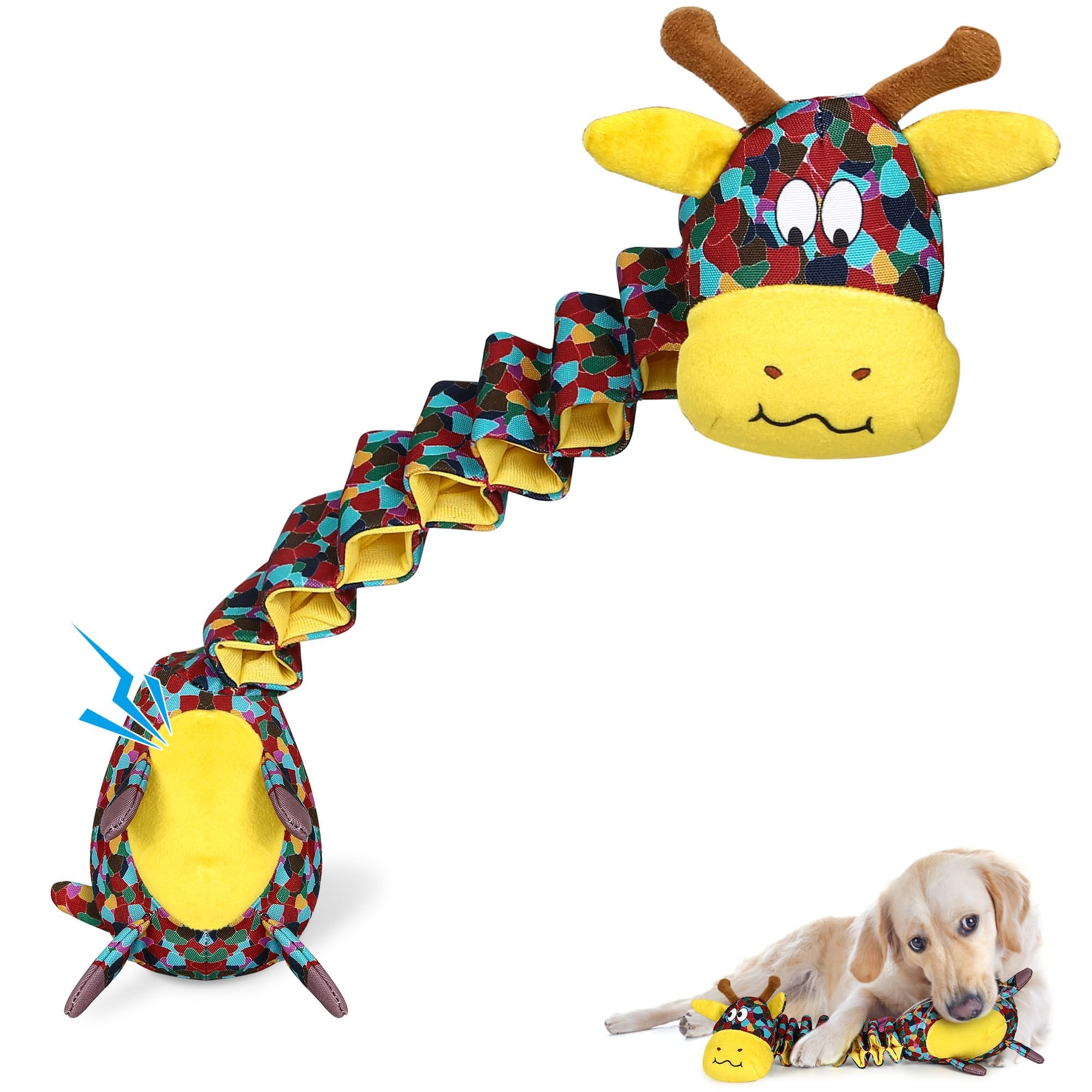 PUHOHUN Squeaky Dog Toys for Small,Medium and Large Dogs,Interactive Dog Toys for Boredom, Puppy Teething Toys with Crinkle Paper,Tug of War Tough Chew Toys with Colorful Printing