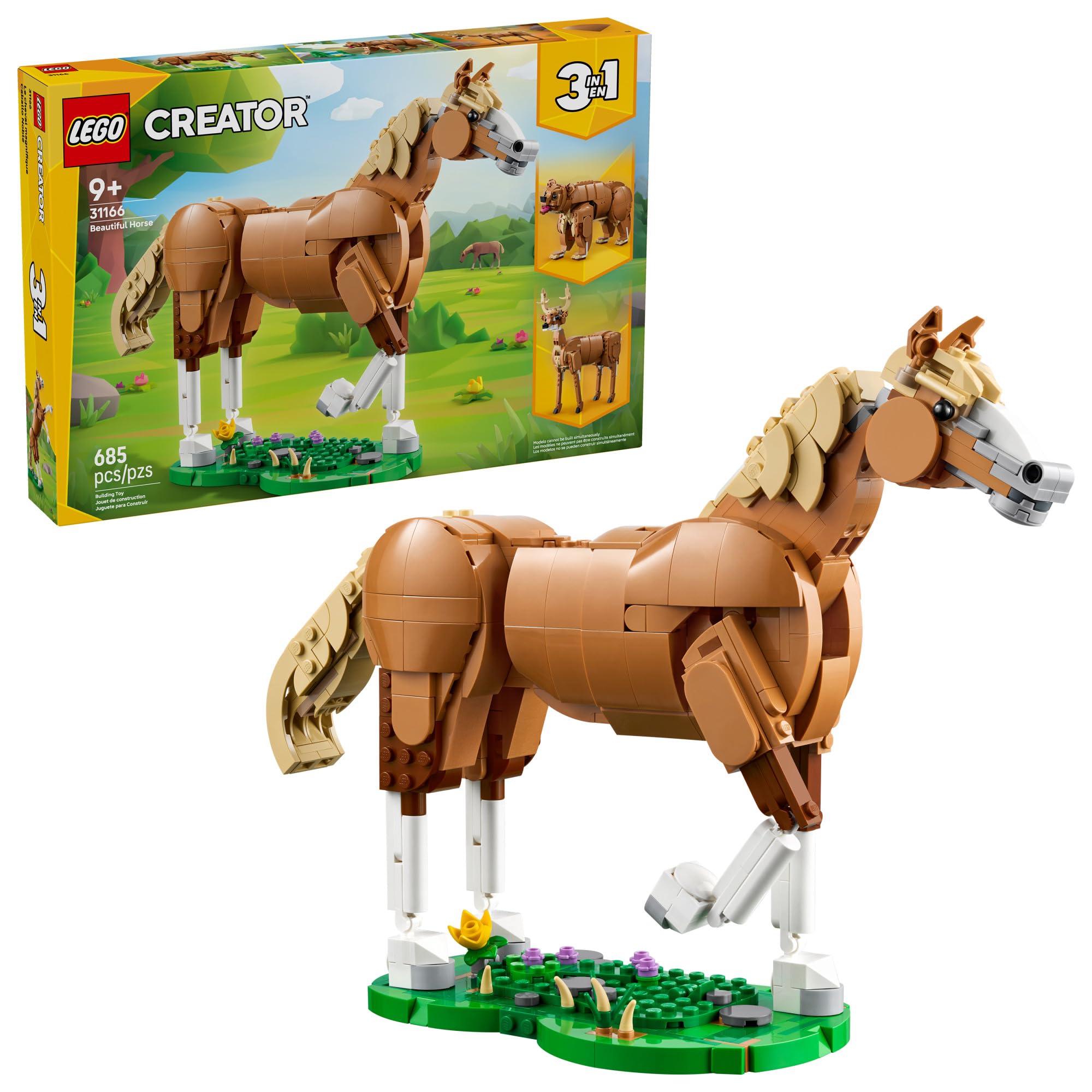 Photo 1 of LEGO Creator 3 in 1 Beautiful Horse Building Toy for Kids - Building Blocks & Learning Toy for Girls & Boys, Ages 9+, Create a Horse, Bear, or Deer Toy with 1 Set - Gift for Birthdays - 31166